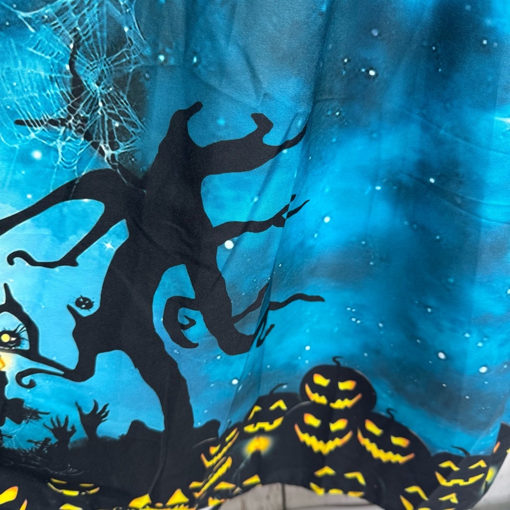 Halloween Haunted House Pumpkin Witch Print Lace Midi Dress Gothic Spooky Size L - Picture 9 of 16